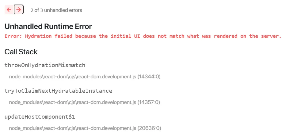 NextJS hydration error
